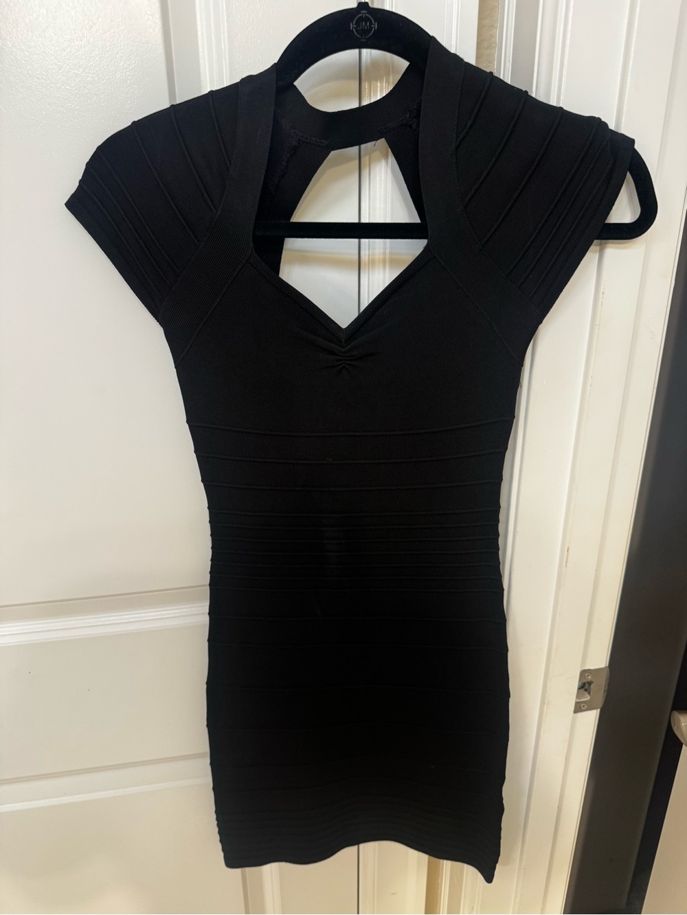 bebe Black Bandage V-Neck Mini Dress